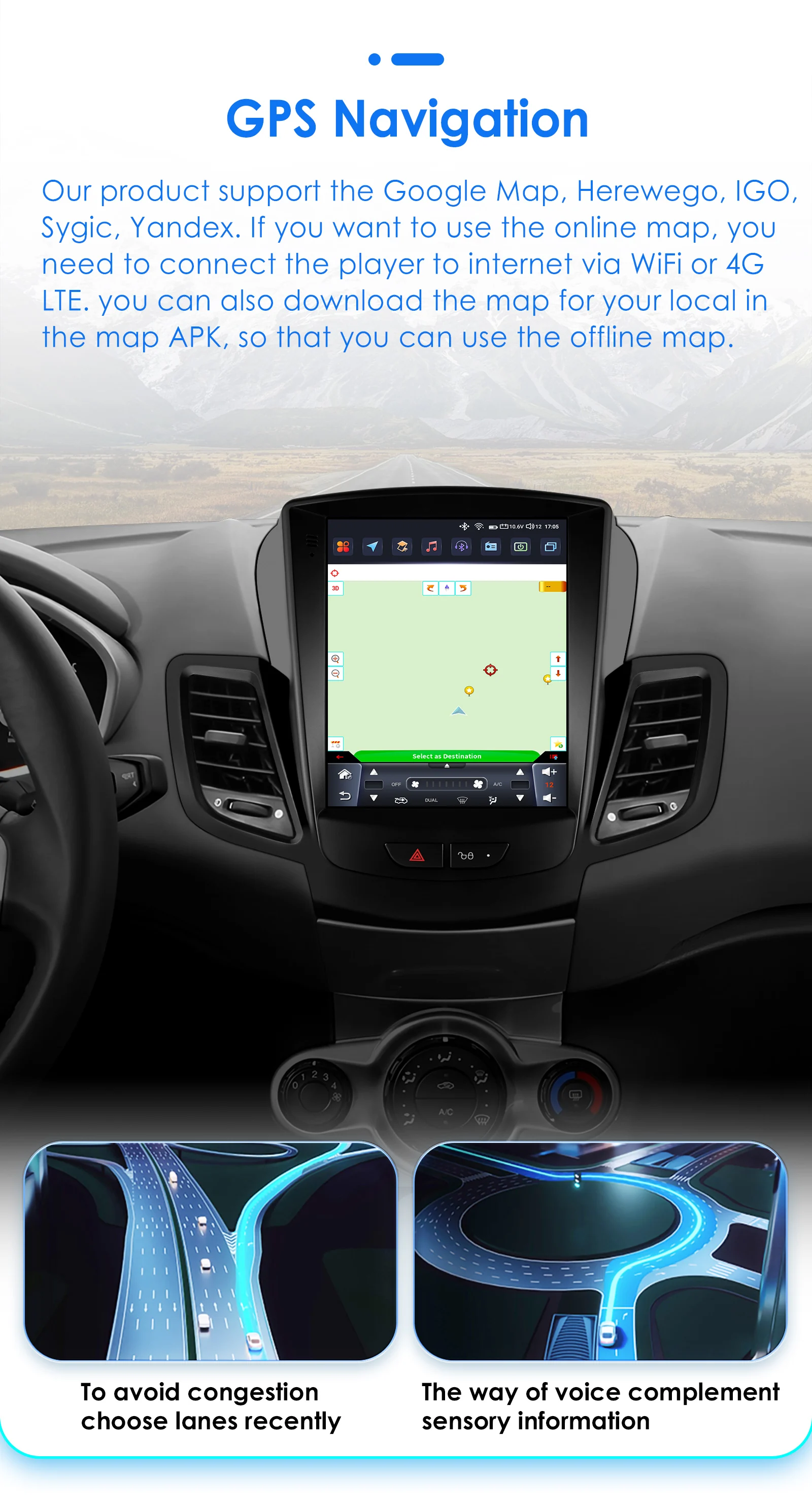Hizpo pantalla Android 9,7 pulgadas 2DIN Carplay Ford Fiesta 2009-2016 - imagen 5