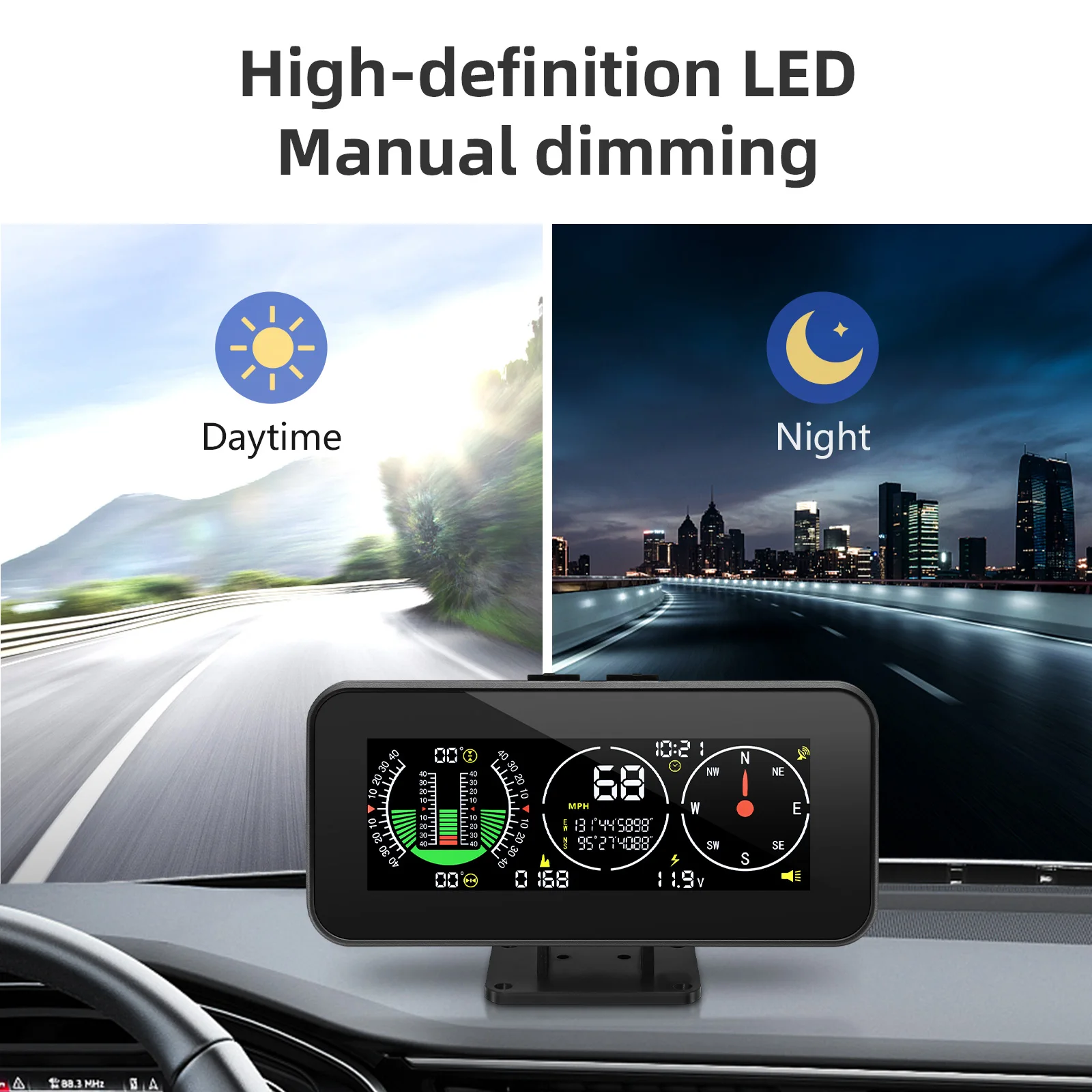 HUD Head Up Display Smart Car M60 con inclinómetro brújula GPS 3 en 1 - imagen 5