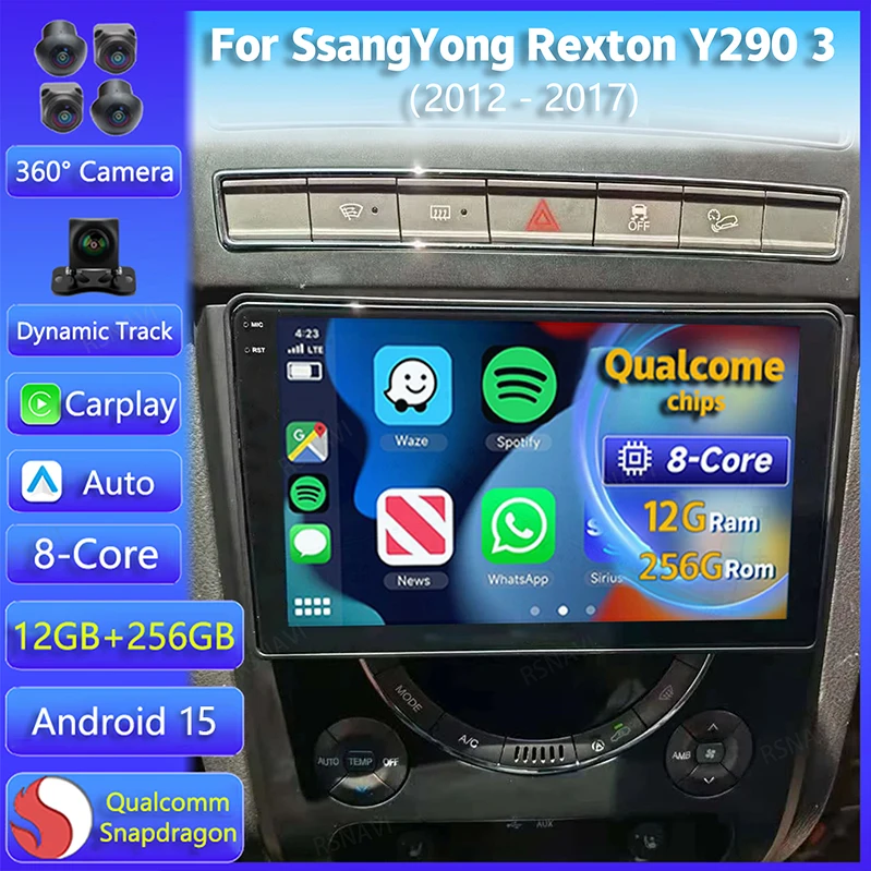 Radio 2DIN Android 15 con CarPlay para SsangYong Rexton 2012-2017