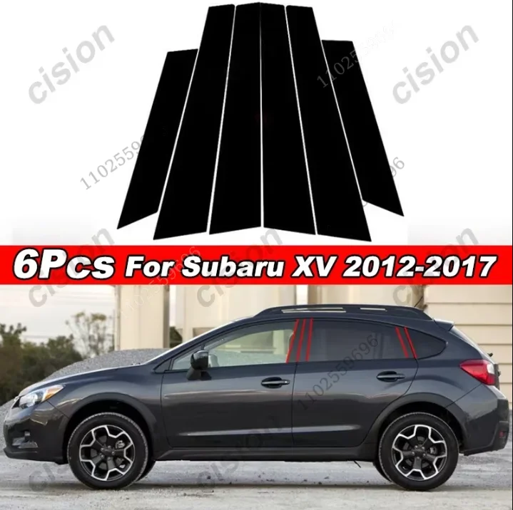 6/8 Uds. Columna de ventana de puerta de coche de fibra de carbono negra BC cubierta embellecedora de poste de pilar pegatina de Material de PC para Subaru XV Crosstrek 2012-2022