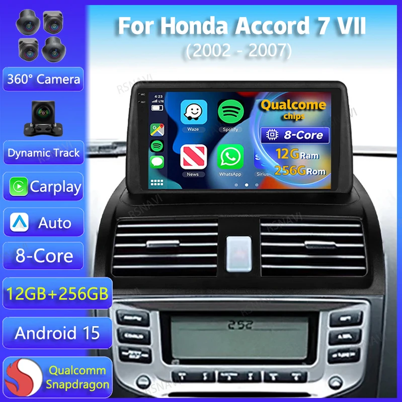 Radio Android 15 con pantalla QLED para Honda Accord VII (2002-2007)