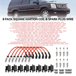 Artudatech-bobina de encendido cuadrada y cable de bujía para Chevy GMC, 4,8 l, 5,3 L, 6,0 L, 8,1 L, 8 paquetes