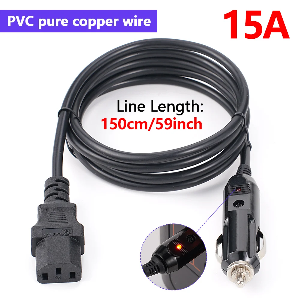 Cable de alimentación Universal, enchufe de 3 pines con encendedor de cigarrillos, enchufe macho para olla instantánea de coche, ollas a presión eléctricas, arroceras - imagen 2