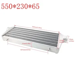 Intercooler frontal universal 550 × 230 × 65 mm, bocas de 65 mm