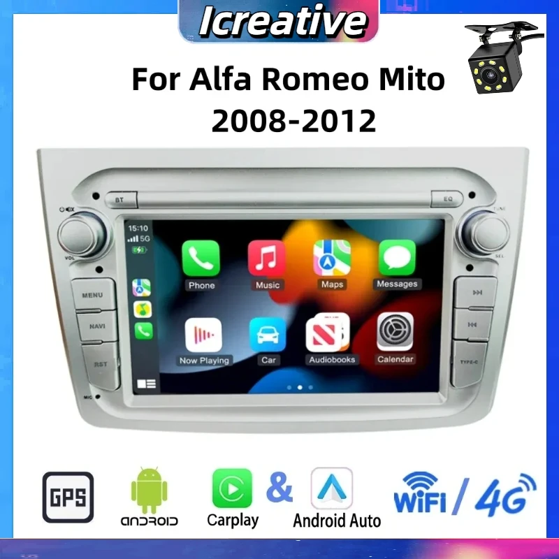 Radio Android con CarPlay inalámbrico para Alfa Romeo MiTo 2008-2012