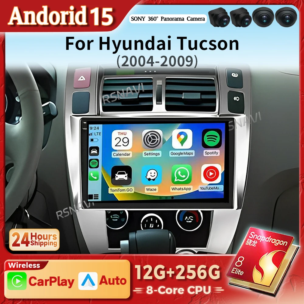 Radio Android Auto CarPlay 2K pantalla Hyundai Tucson 2004-2009