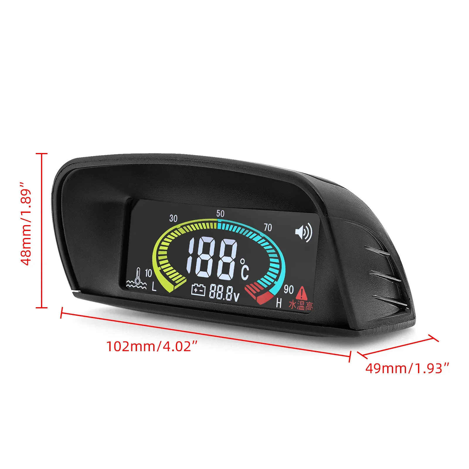 Medidor LCD de voltaje y temperatura del agua para coche
