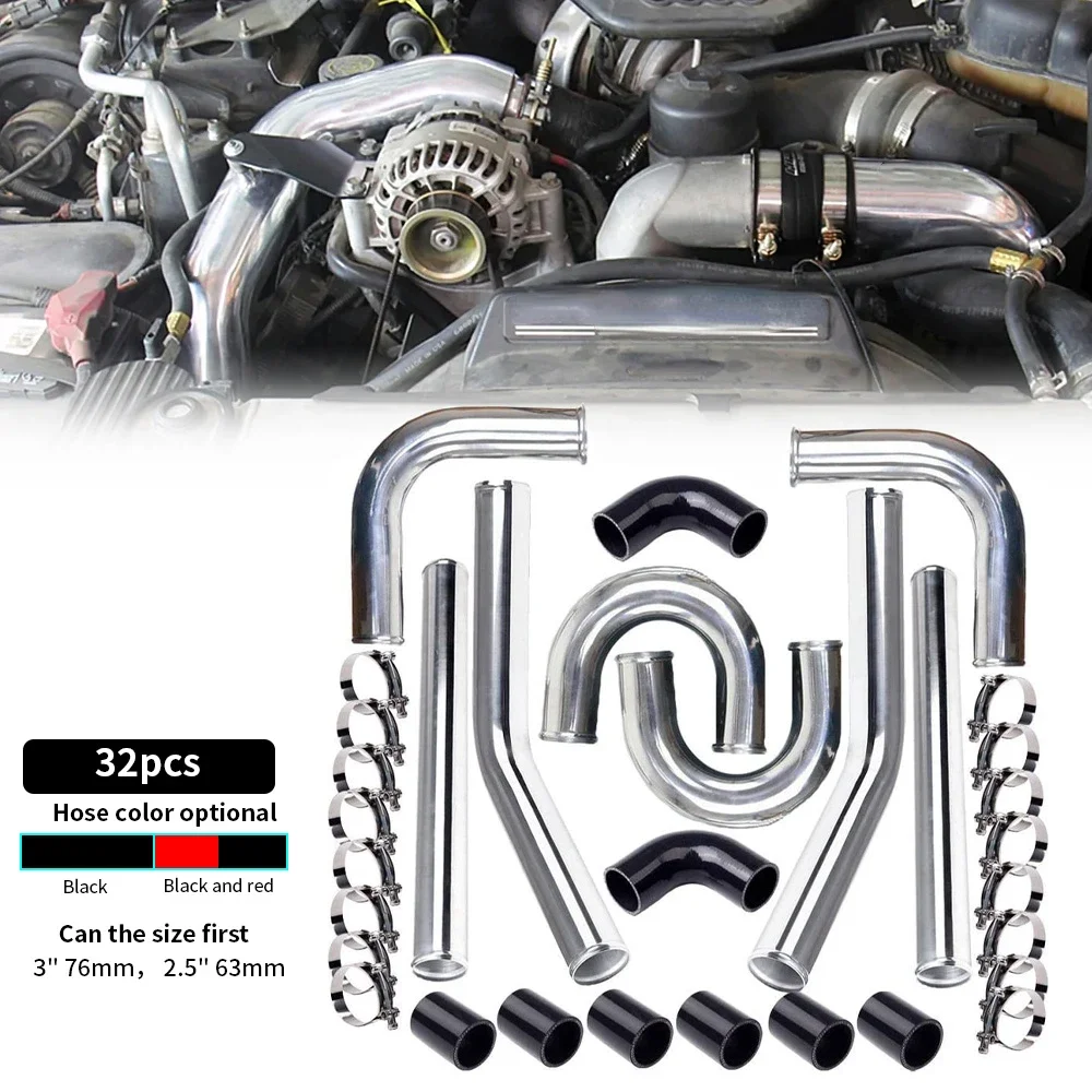 Kit intercooler aluminio turbo universal mangueras silicona abrazaderas