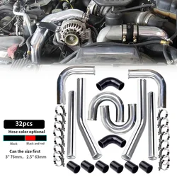 Kit intercooler aluminio universal mangueras silicona y abrazaderas