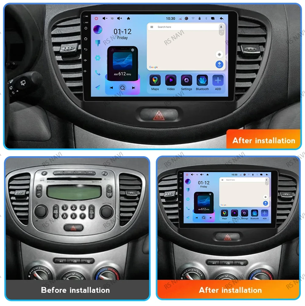 Radio multimedia RSNAVI instalada en el salpicadero de un Hyundai i10