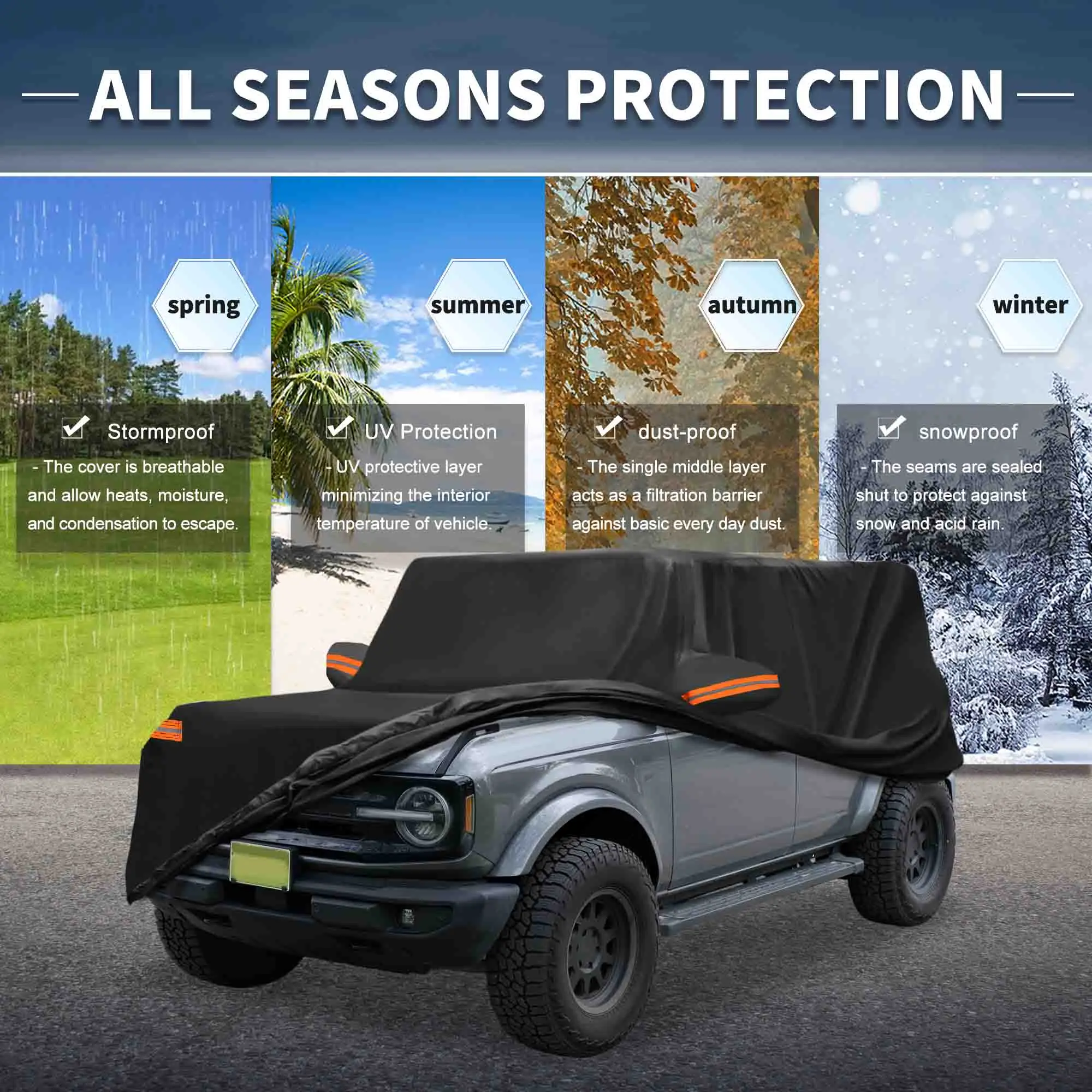 UXCELL para Ford Bronco Sport película de aluminio cubierta completa para exteriores para coche protección contra todo tipo de clima sol lluvia nieve con cremallera para puerta del conductor