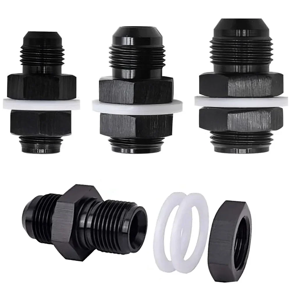 Conector de mamparo de aluminio anodizado en negro para sistema de combustible