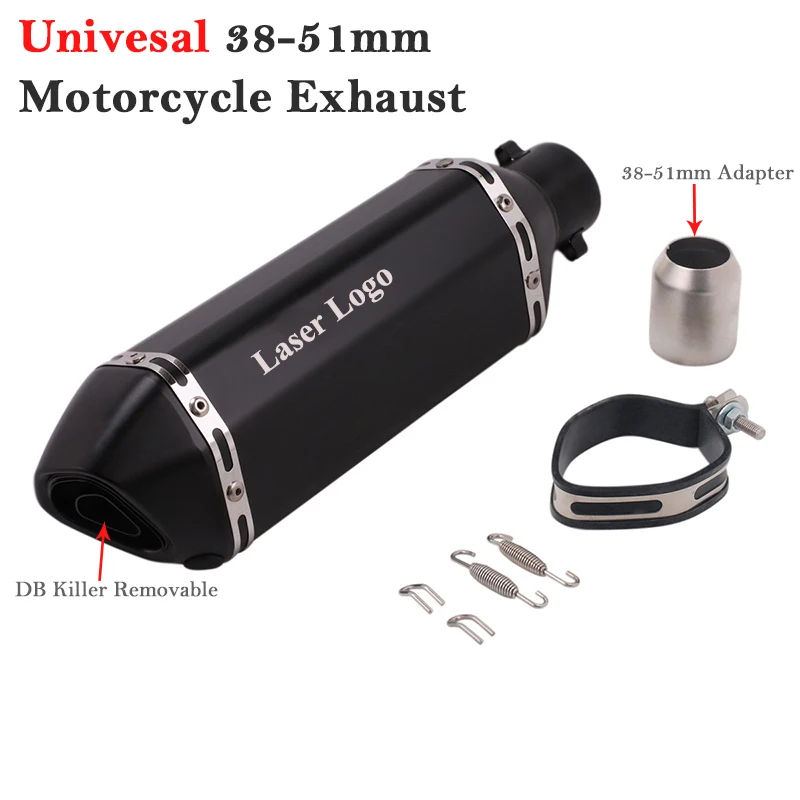 Silenciador escape moto 51 mm con DB Killer, doble salida lados