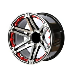 Llantas 4x4 de aleación negras 17x7,5 con borde rojo