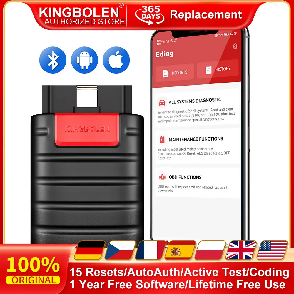 KINGBOLEN Ediag Escáner OBD2 con codificación AutoAuth