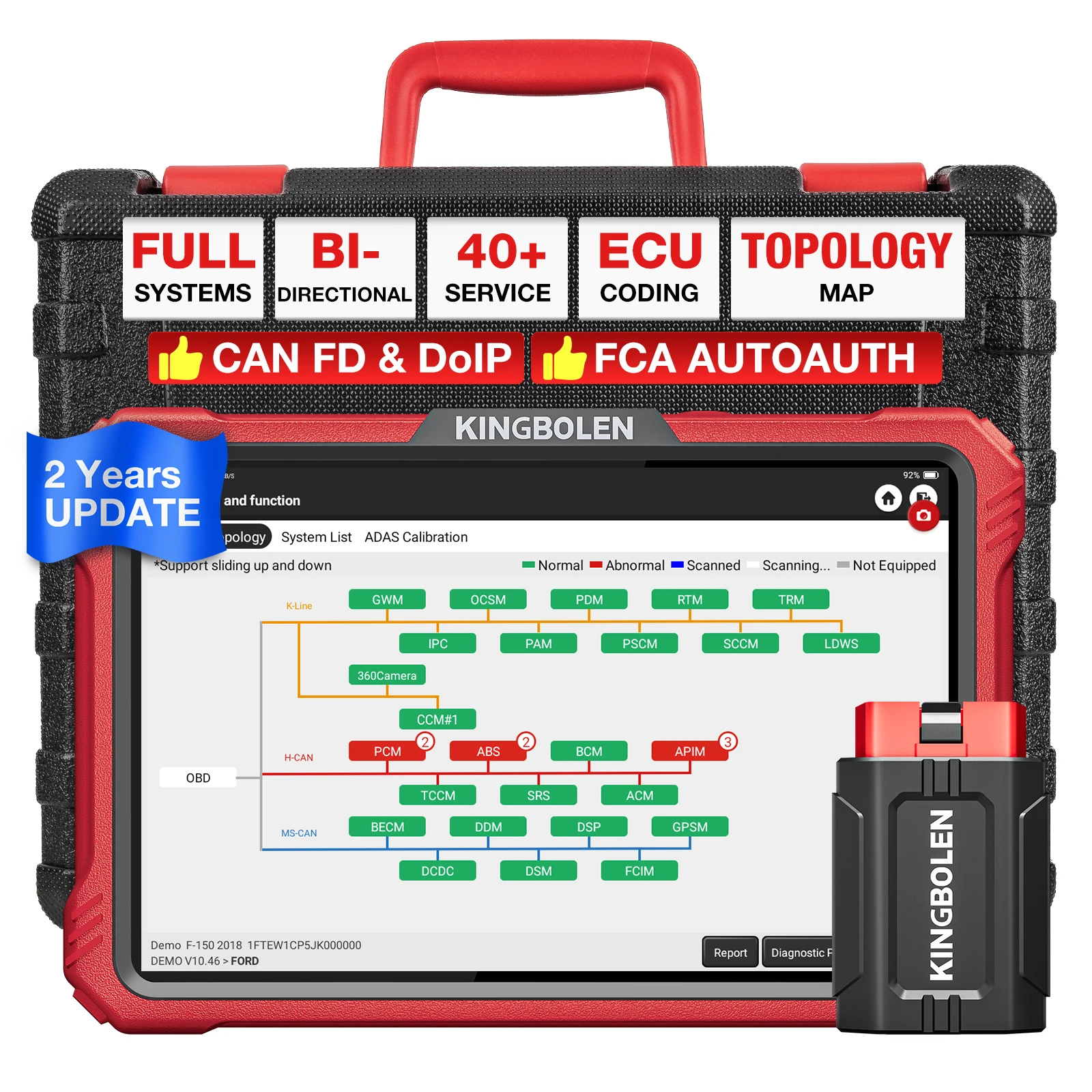 KINGBOLEN K10 Pro/Elite escáner OBD2 bidireccional con codificación ECU