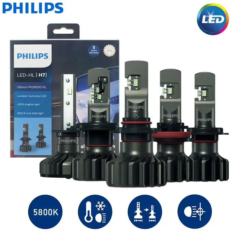 Philips faros LED Ultinon Pro9000 H1/H4/H7 para coche