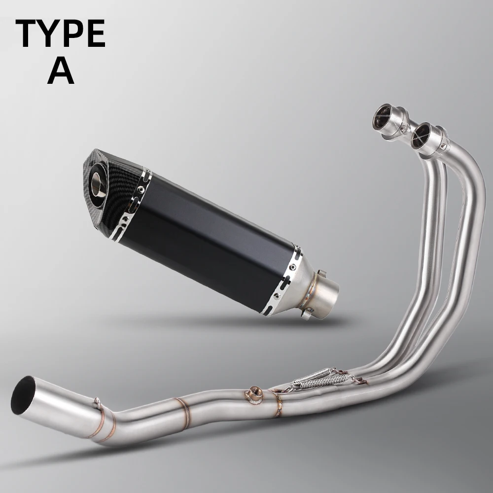 Para Yamaha YZF R3 R25 MT03 2015-2024 Escape de motocicleta Moto sistema completo tubo de enlace frontal con silenciador de cola redonda - imagen 3