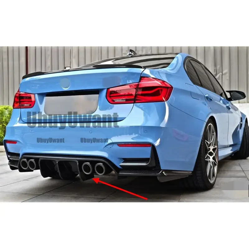 3 uds estilo ABS Material de apariencia de fibra de carbono adornos difusores traseros para BMW Serie 3 F30 Facelift AN M3 parachoques 2012-2020 - imagen 3