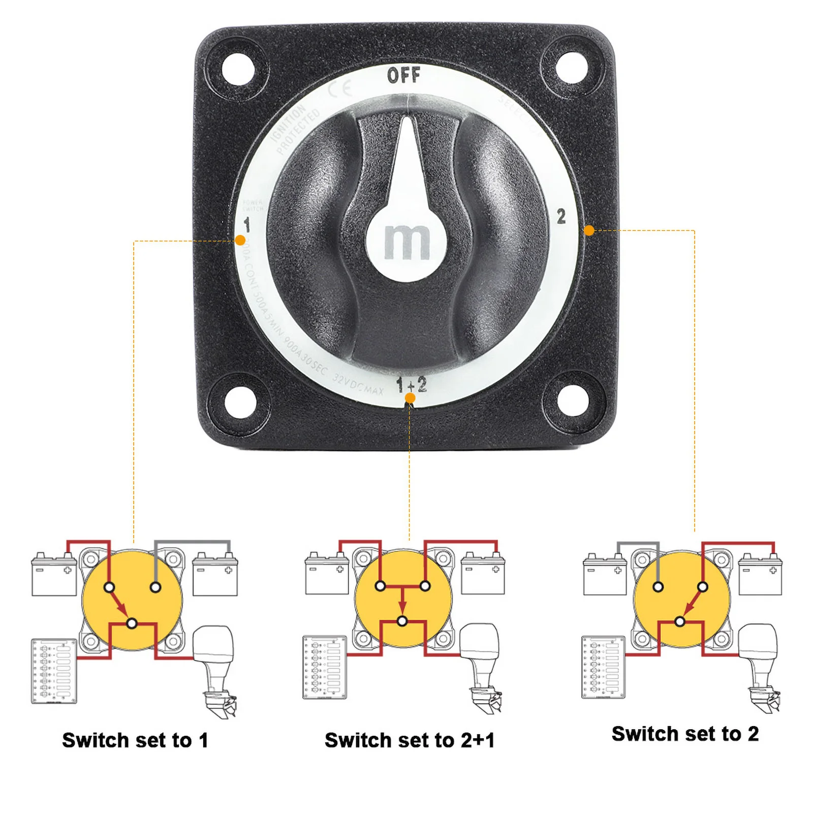 Desconectador de batería con selector 300 A para coche y camper - imagen 5
