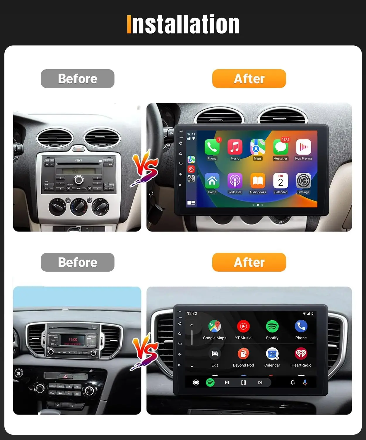 Autoradio universal 9″ táctil Android Auto CarPlay con cámara retrofit - imagen 5