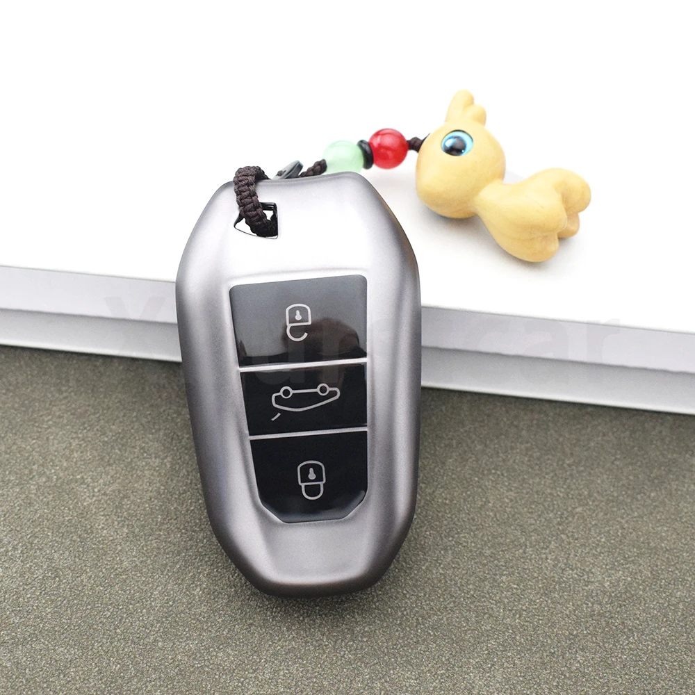 Detalle de los botones en relieve de la funda para llave