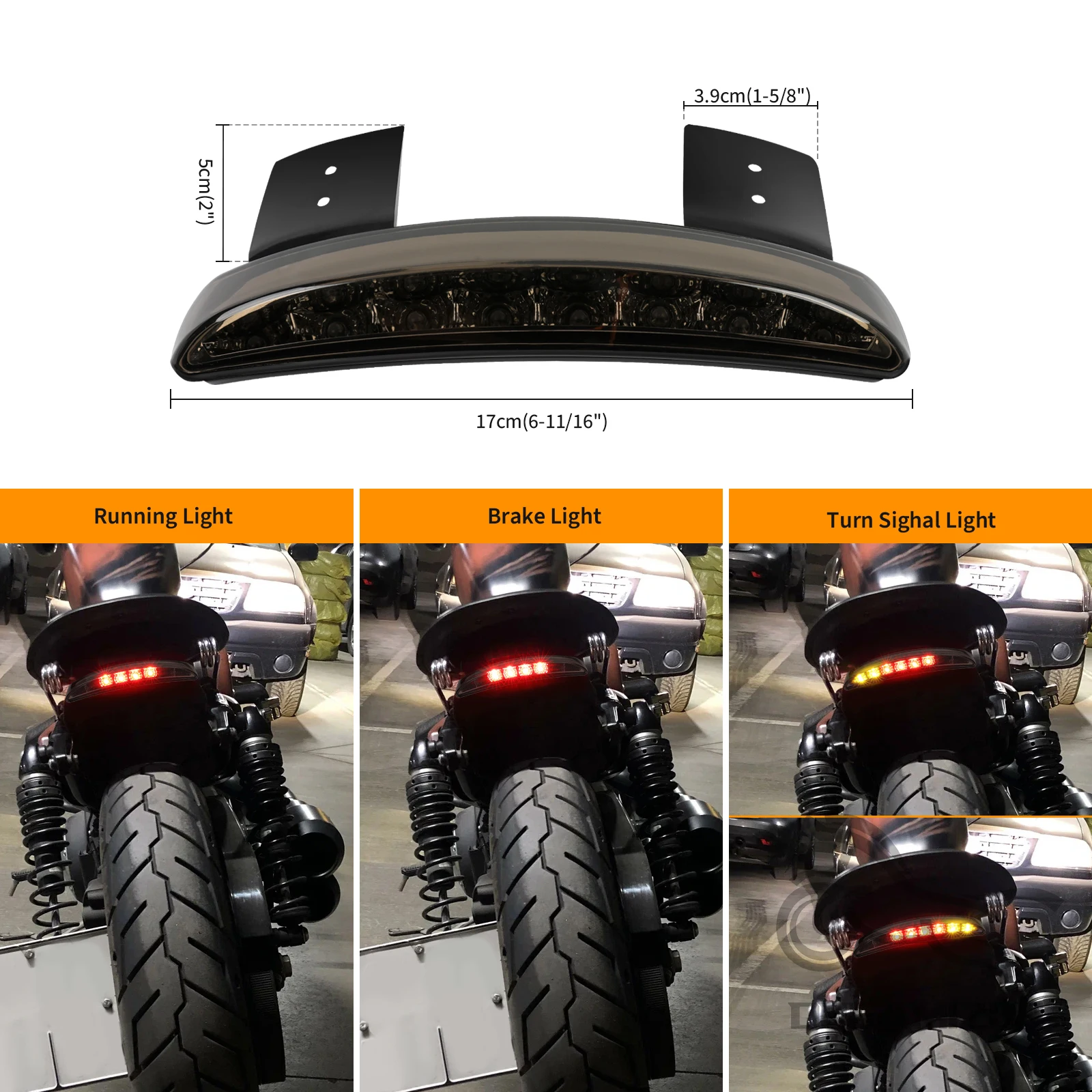 Guardabarros trasero Harley Davidson LED con luz de freno y matrícula - imagen 4