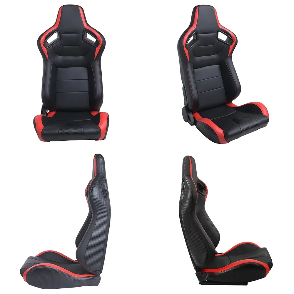 Asiento baquet de carreras universal con deslizador y tapicería 3D PVC - imagen 2