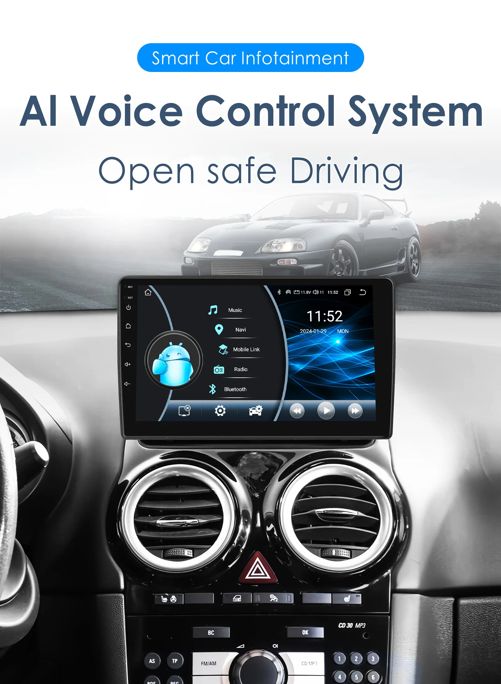 9 "AI Carplay Android Auto radio de coche para OPEL CORSA D 2007 - 2012 reproductor de vídeo multimedia 8581 8Core Autoradio GPS estéreo SWC RDS