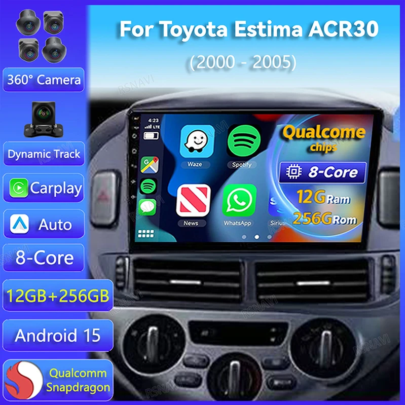 Radio multimedia Toyota Estima ACR30 con Android Auto y CarPlay