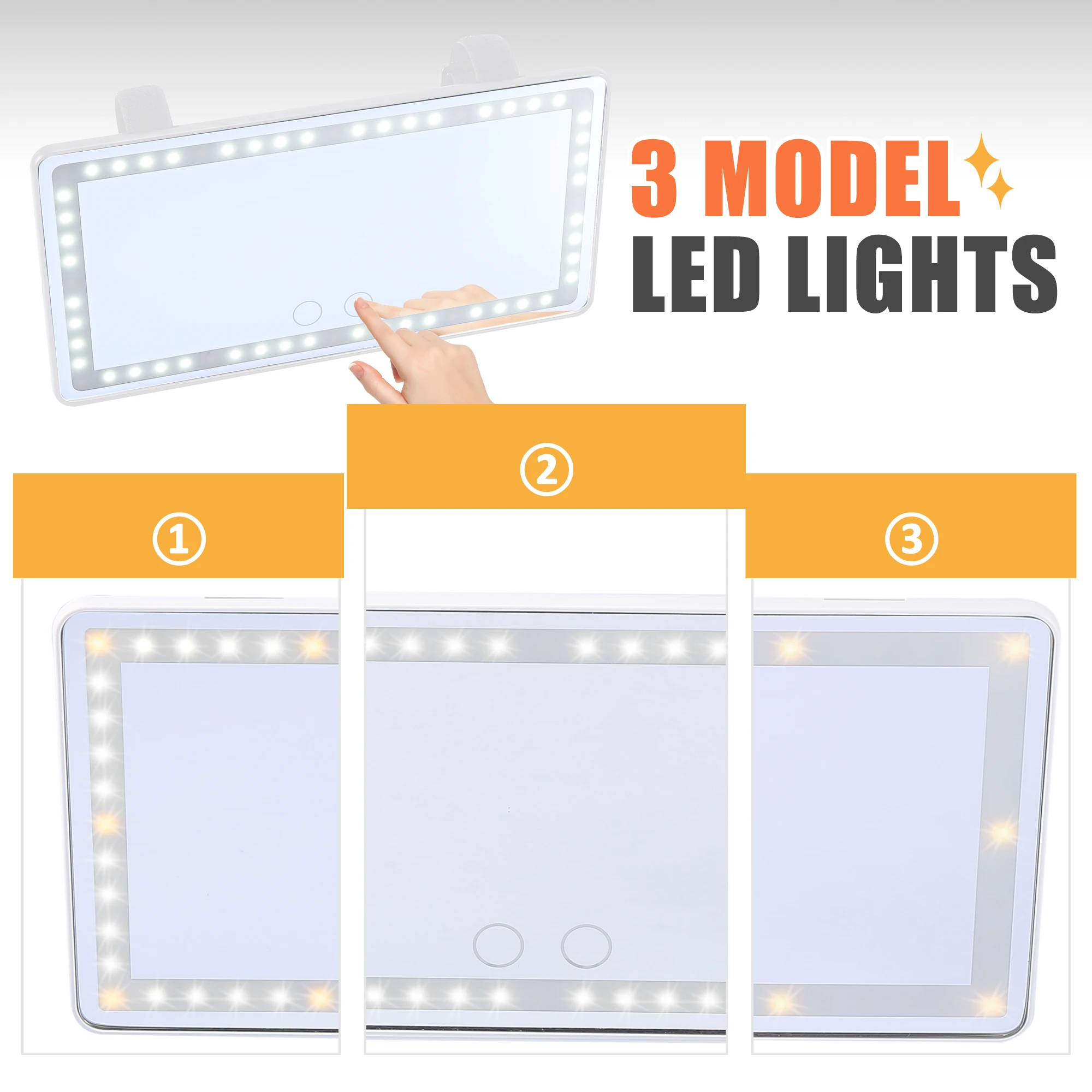 Espejo Vanidad Coche LED Táctil Autohaux – Iluminación Integrada - imagen 3