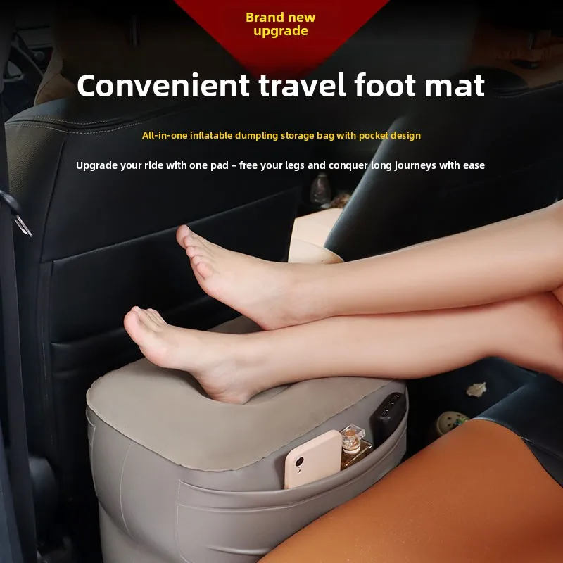 Reposapiés inflable plegable para coche – Almohada viaje piernas - imagen 2