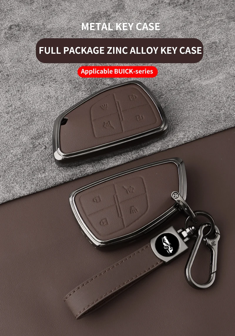 Funda de cuero con acabado metálico para llaves