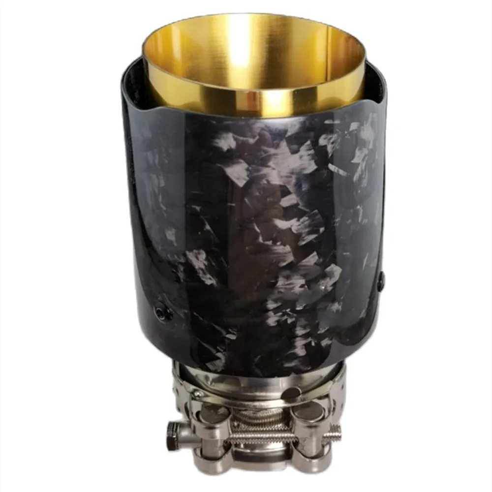 Cola de escape universal de carbono y acero inoxidable dorado - imagen 5