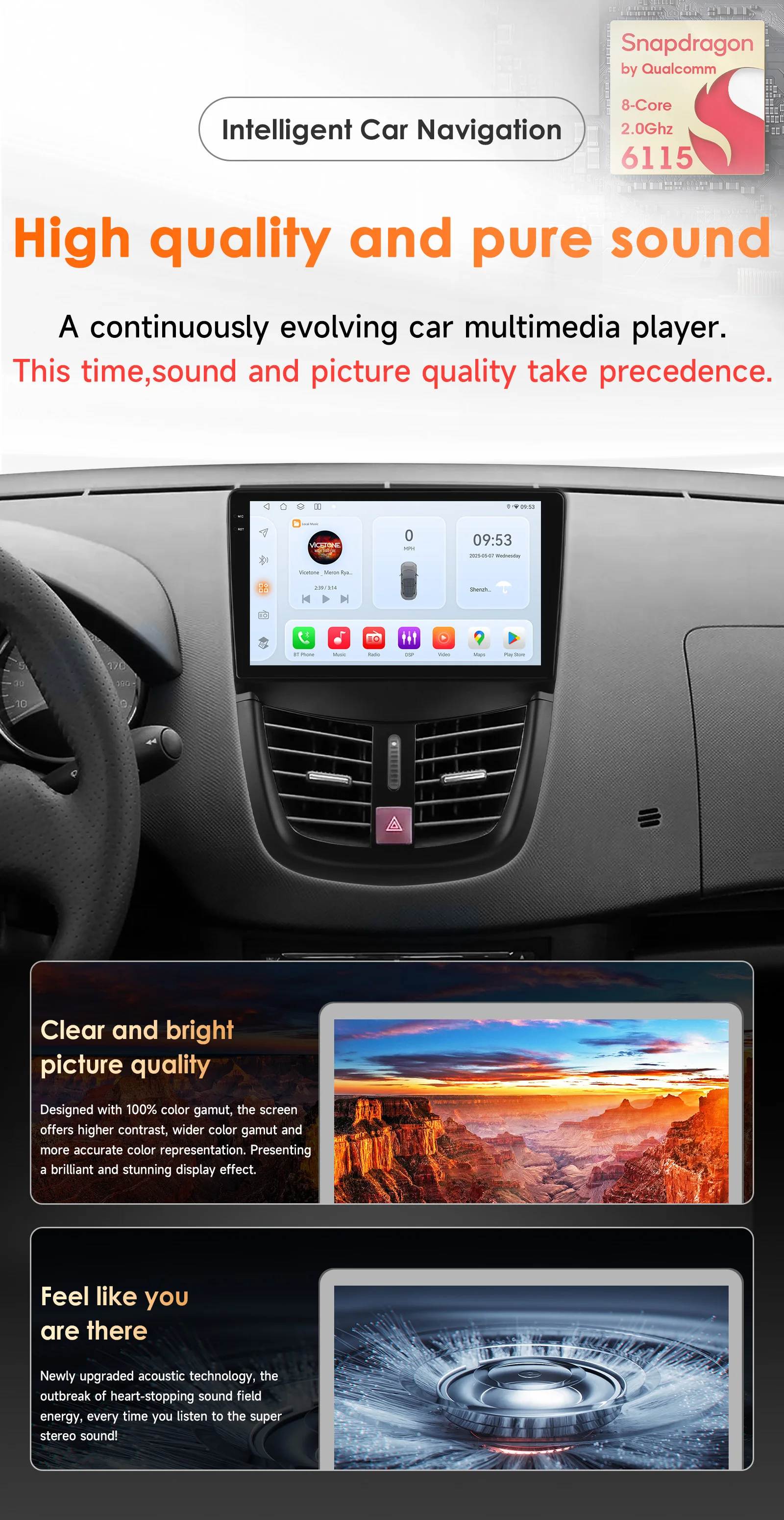 Autorradio Android 14 con CarPlay y GPS para Peugeot 207 2006-2015