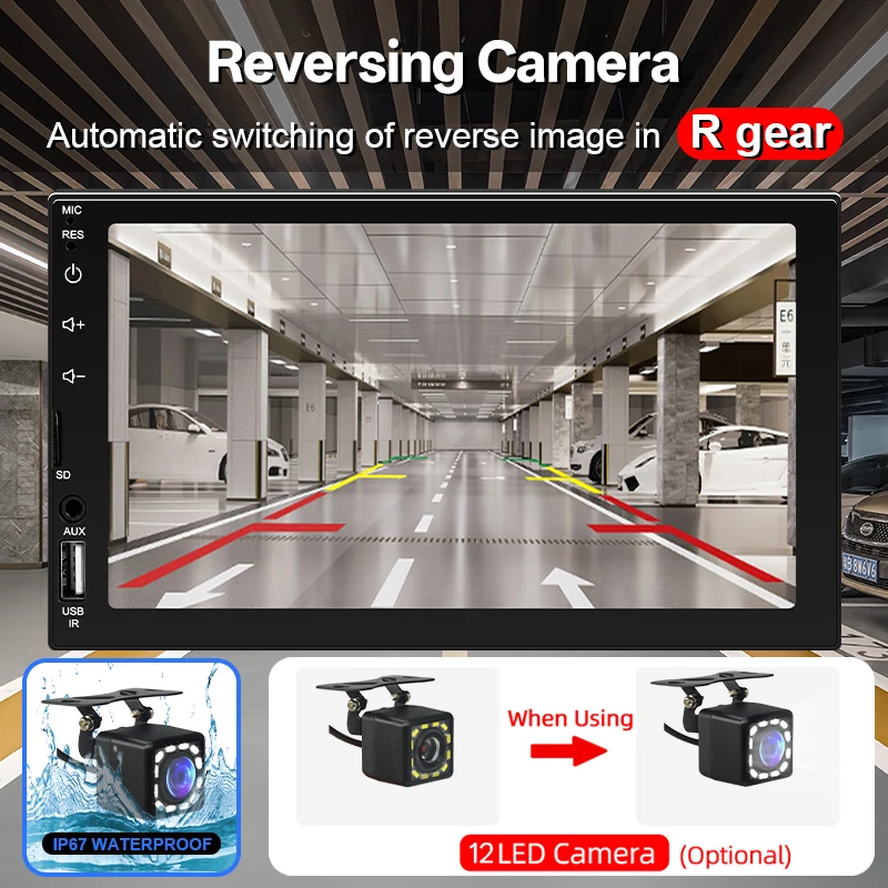 Hippcron 7 "Radio de coche 1 Din Carplay Android Auto reproductor Multimedia USB FM AUX entrada Bluetooth Mirror Link Autoradio Universal" - imagen 4