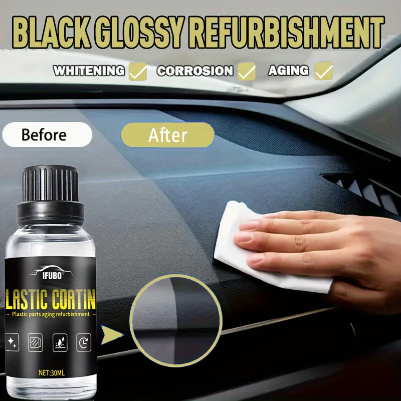 [Fast Arrival] Crystal Clear Car Plastic Restoration Kit - Enhance Black Gloss, Interior Dust Protection & Maintenance