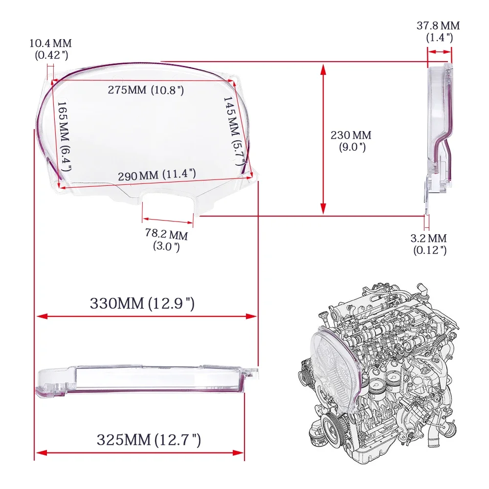 Para 96-05 Mitsubishi Evolution Lancer EVO4-8 4G63 cubierta de engranaje de leva transparente cubierta de correa de distribución cubierta de polea de manivela Turbo piezas de automóvil - imagen 4