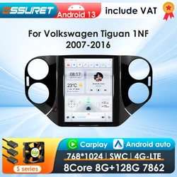 Radio 2 DIN Android 13 9,7"VW Tiguan 07-16 CarPlay vertical 360 cámara