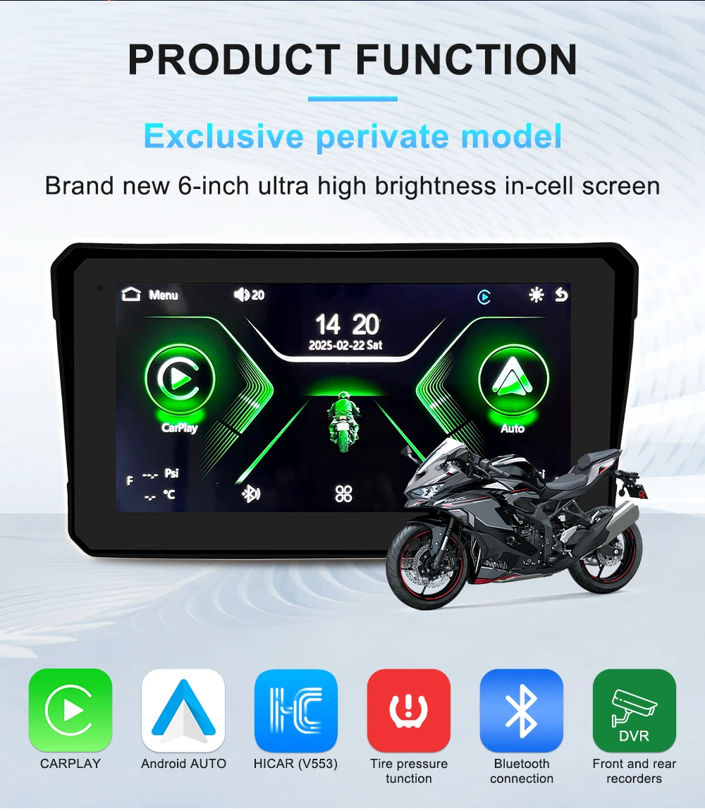 Monitor digital para moto con funciones multimedia