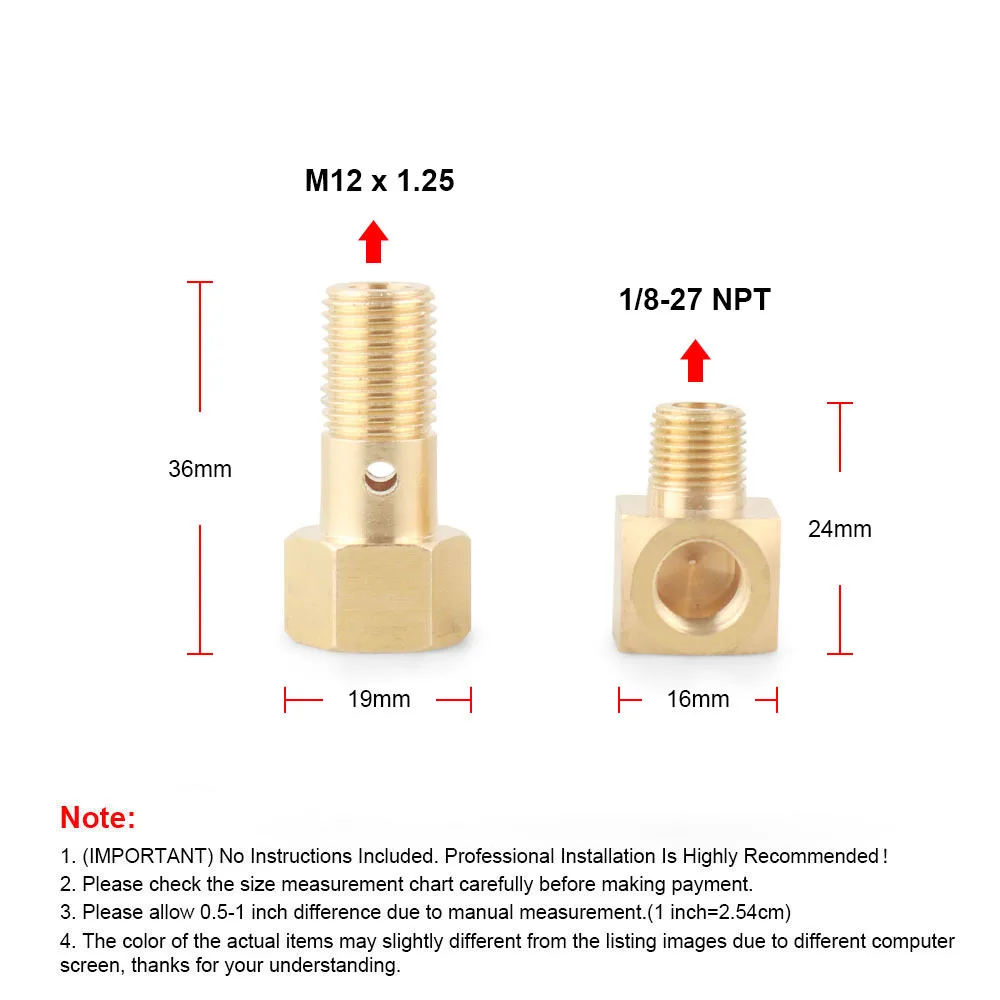 Honda Adaptador banjo M12x1,25 a 1/8 NPT para manómetro de combustible - imagen 3