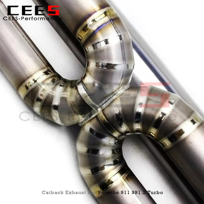 Silenciador de escape del eje trasero del coche de carreras cees para Porsche 911 991/991.2 Turbo 2017-2019 sistema de escape Catback con válvula con Control - imagen 3
