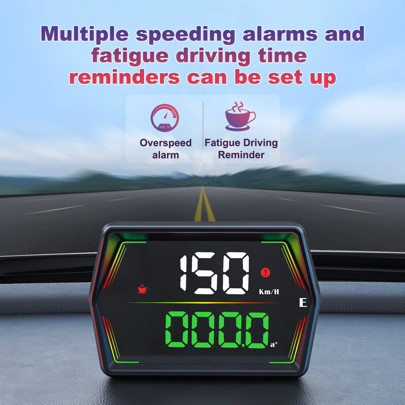 Medidor velocidad digital coche con pantalla frontal GPS y alarmas - imagen 4