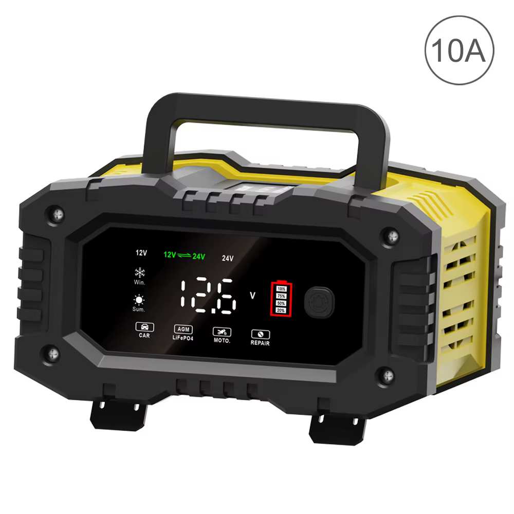 Cargador conectado a batería de coche