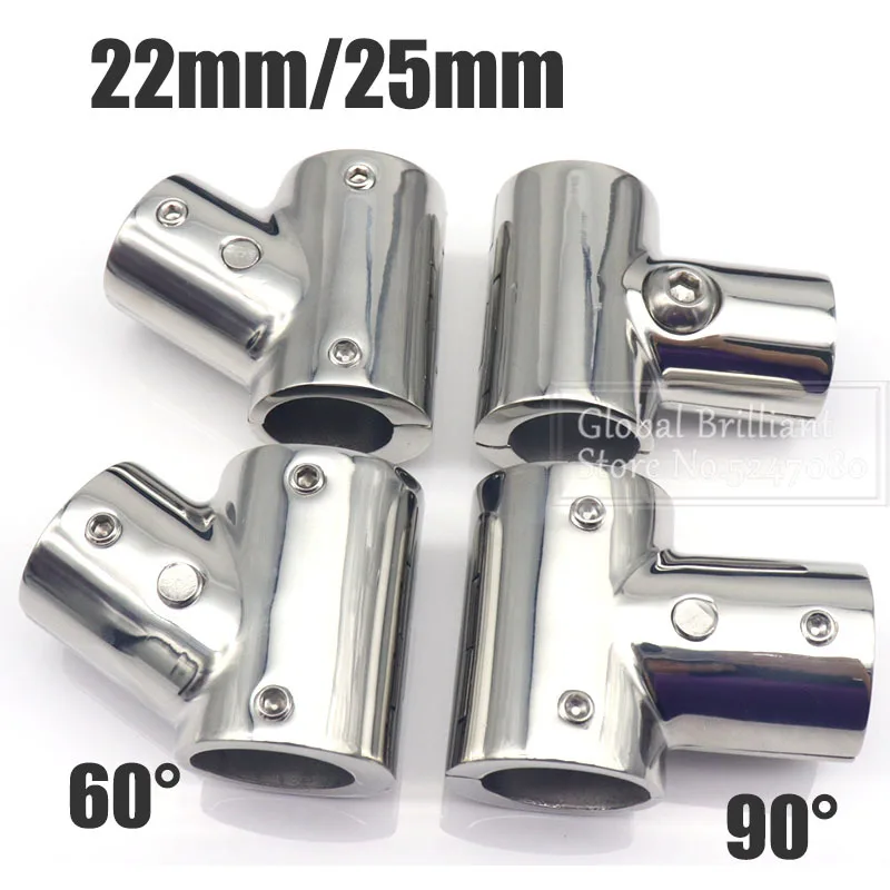 Conector en T náutico 90°/60° para pasamanos y toldo, 7/8″ y 1″