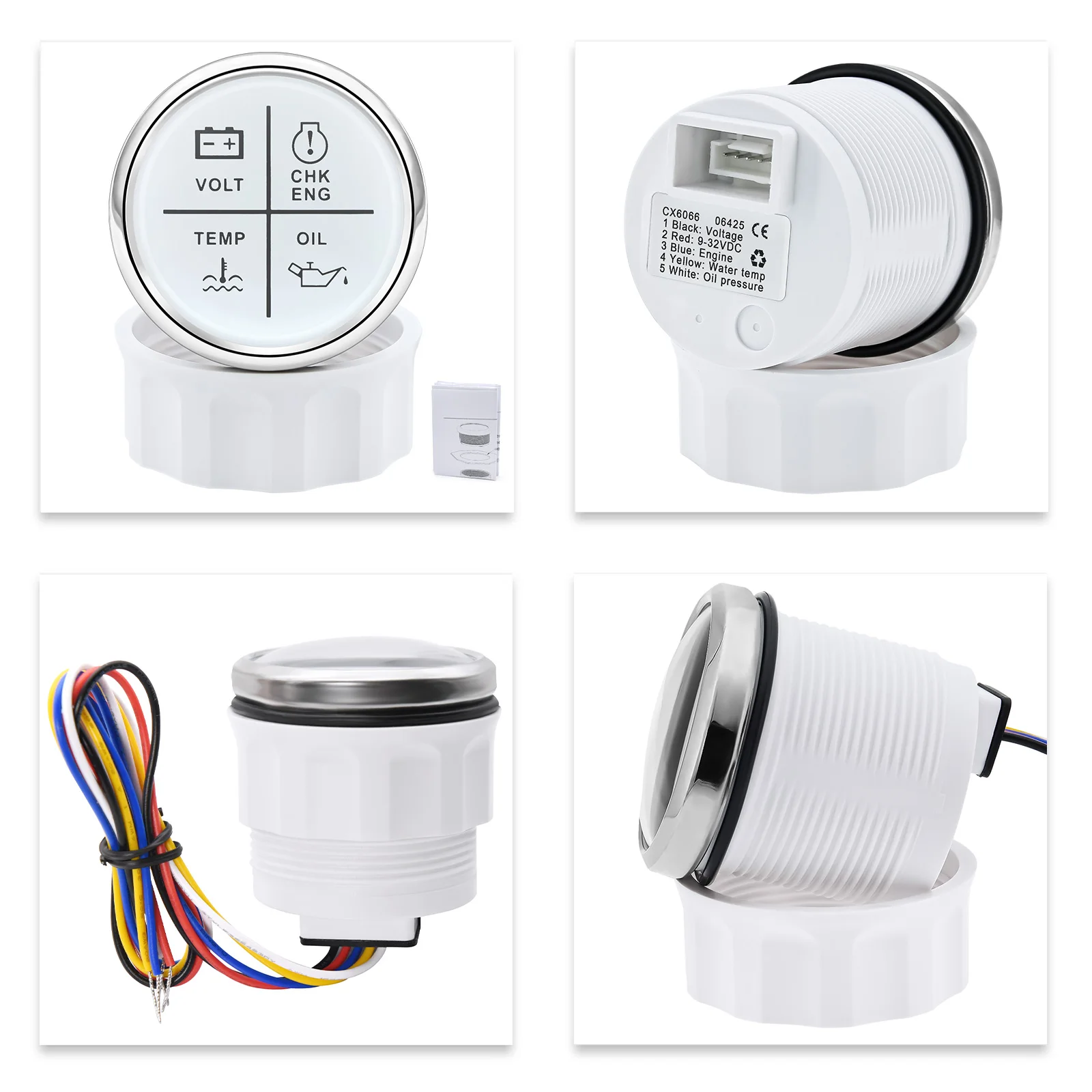 Medidor 52mm 4 en 1: voltaje, aceite, agua y check motor - imagen 5