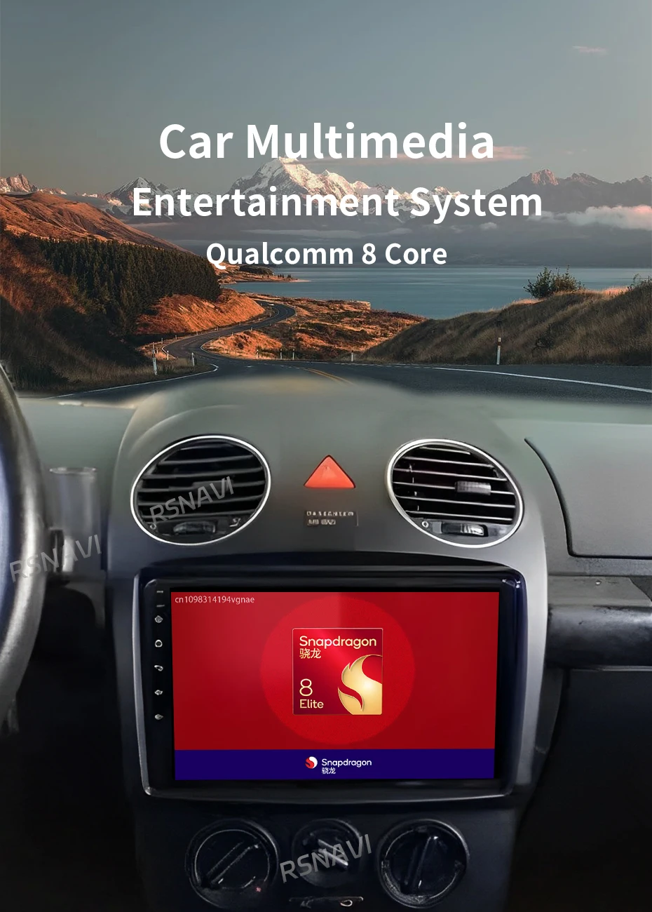 Pantalla multimedia QLED instalada en Volkswagen Beetle