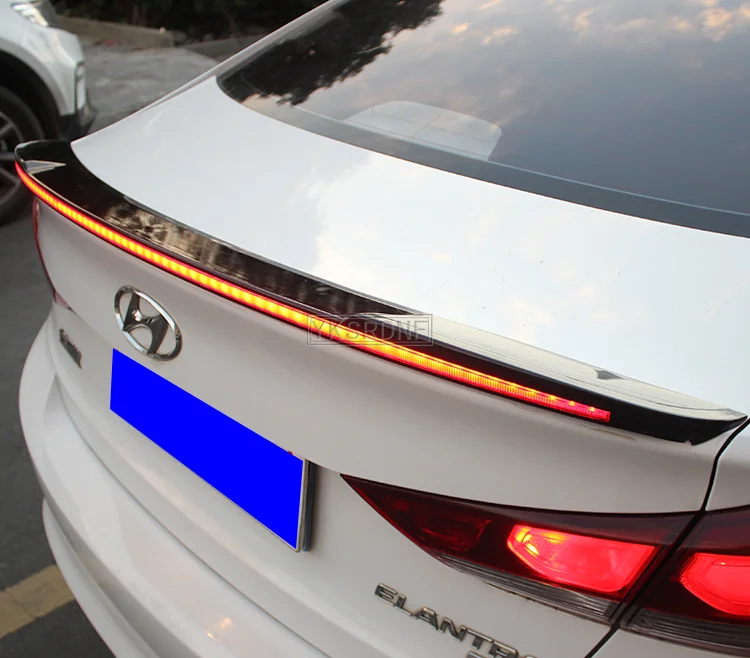 Para Hyundai Elantra 2017 2018 2019 ABS plástico pintado negro blanco Color alerón trasero maletero ala con luz Led - imagen 3