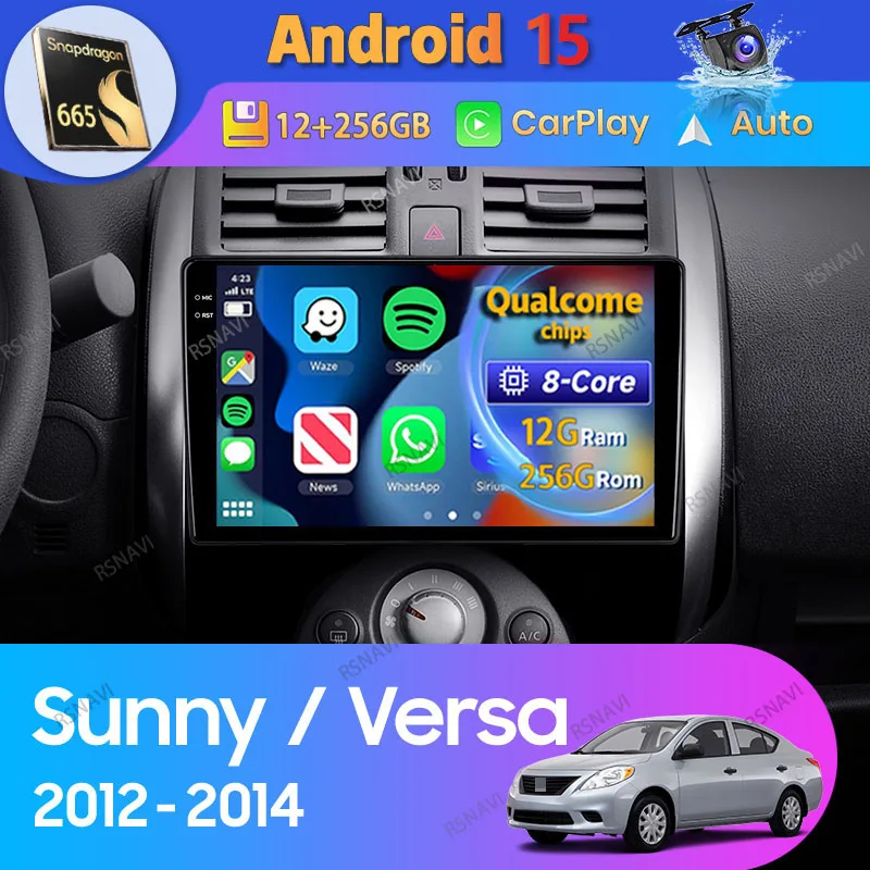 Radio con cámara 360 CarPlay GPS para Nissan Sunny C17 2012-2014