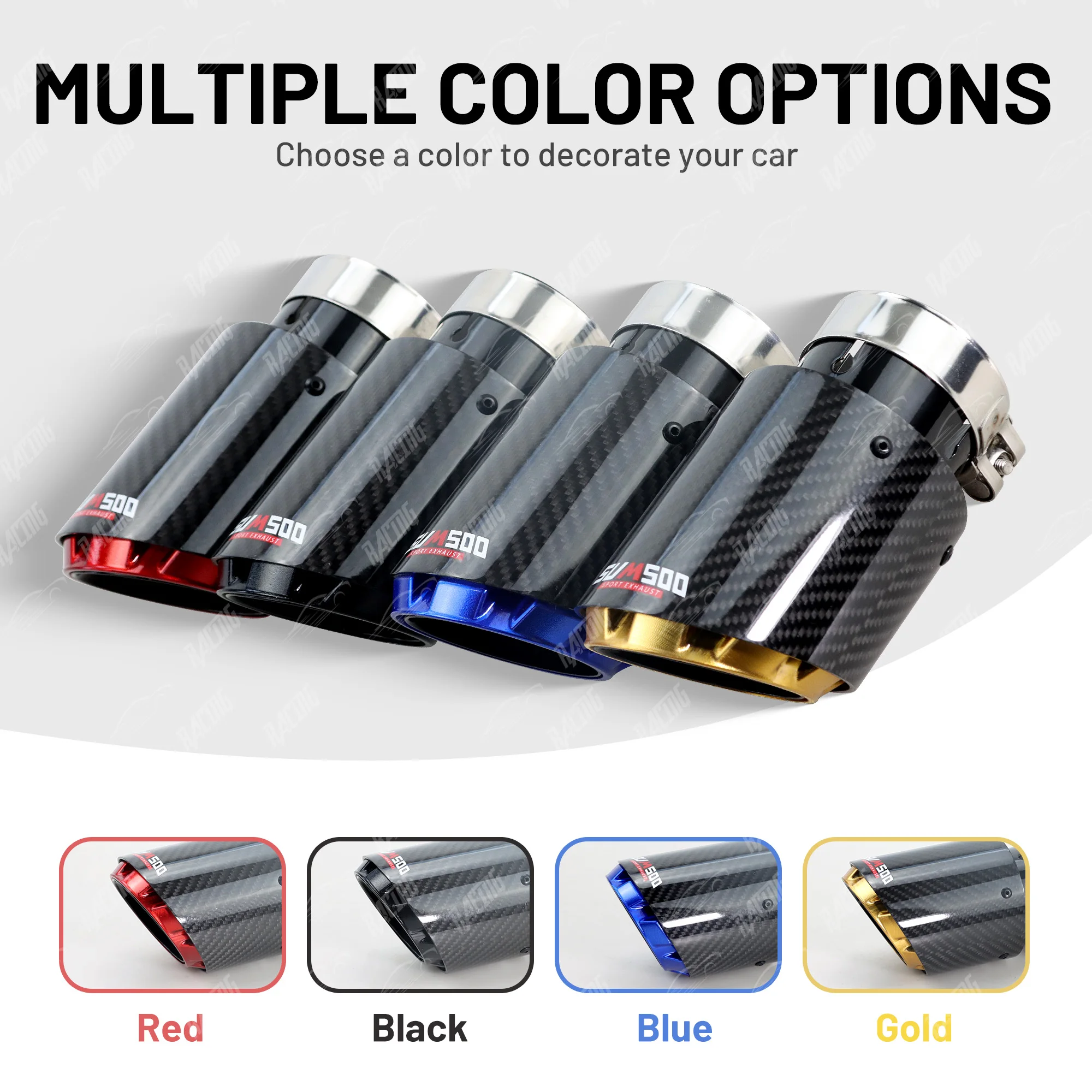 Puntas de escape universales SUMSOO – carbono multicolor - imagen 3